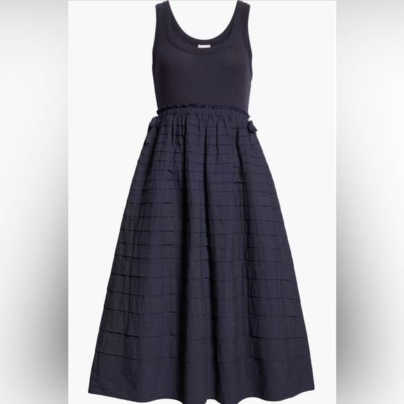 Cinq A Sept Akira Dress Pleated Skirt Navy Blue